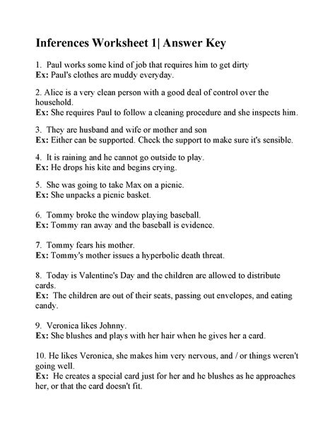 Inference Worksheets Pdf With Answers Resume Examples