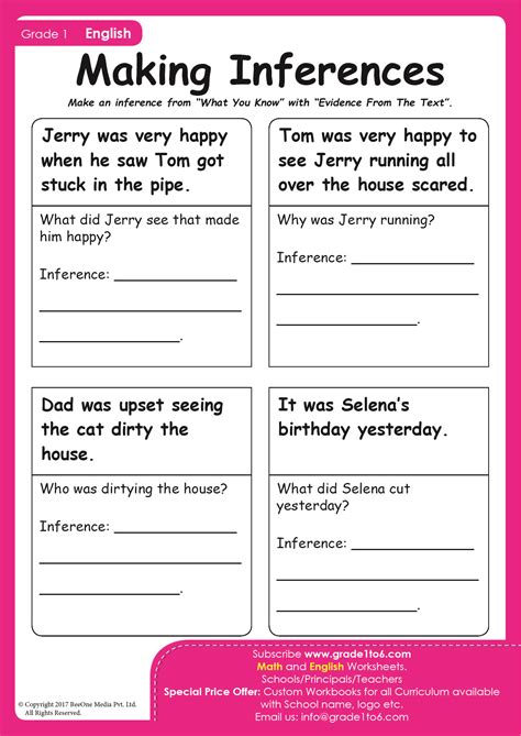 Inferences Worksheet 2 Reading Activity