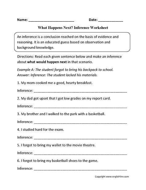 Inferences worksheet 4.  Download free printable inference worksheets for grades 4-12. com's...