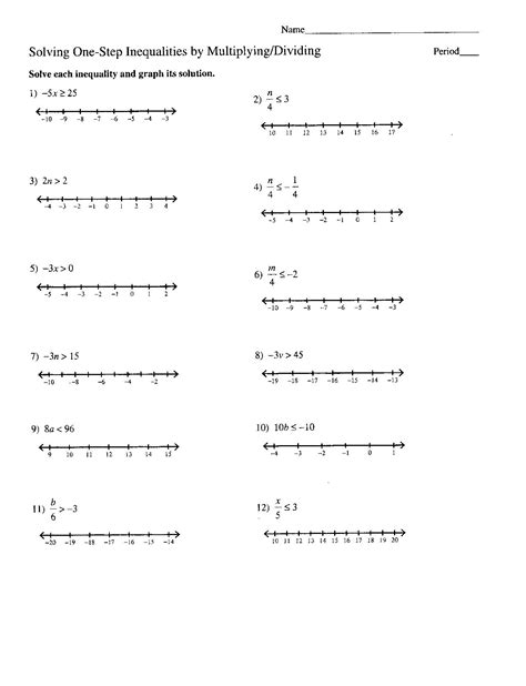 One-Step Inequalities Date_____ Period____ Solve each inequality and graph its solution. ... Create your own worksheets like this one with Infinite Algebra 1. Free .... 
