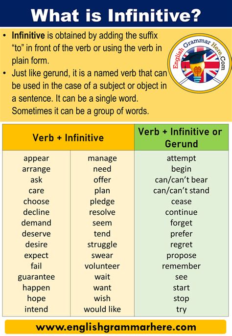 Infinitive examples in english
