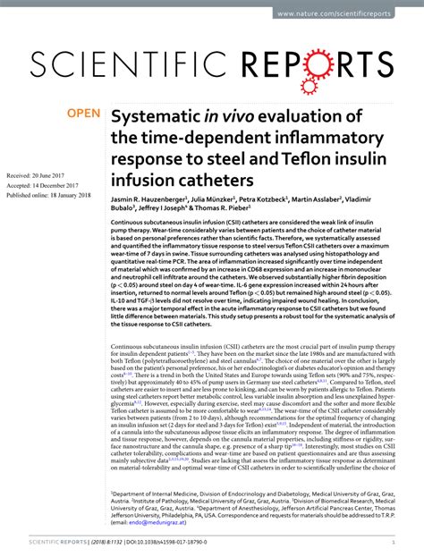 Inflammatory Response to CSII Catheters in a Tummy Tuck Model …