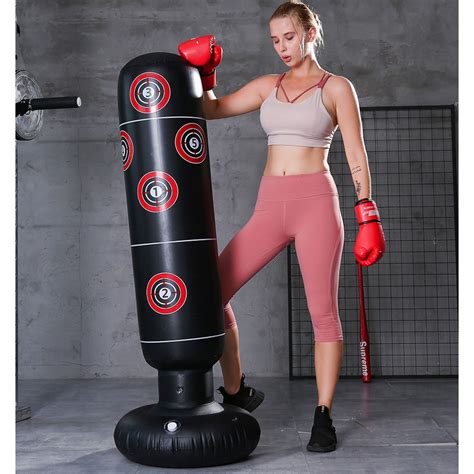 Inflatable Boxing Bag Train Punching Stand Fitness Equipment