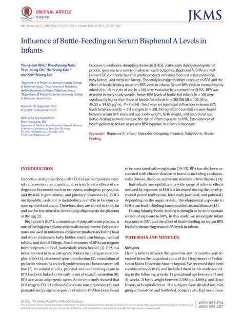 Influence of Bottle-Feeding on Serum Bisphenol A Levels in Infants