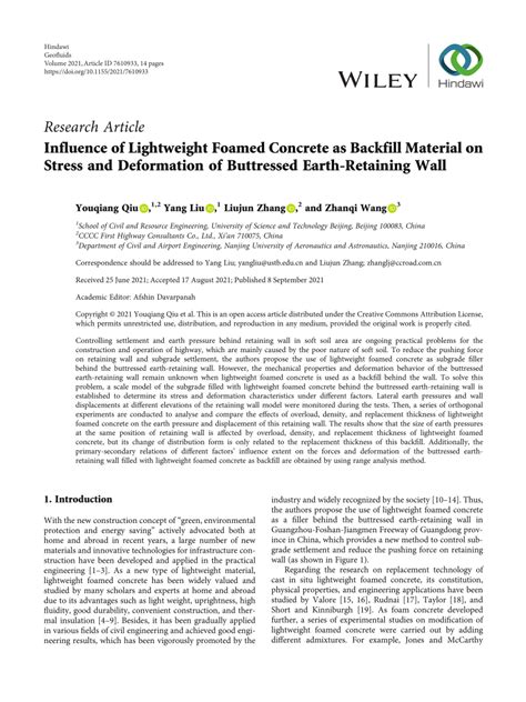 Influence of Lightweight Foamed Concrete as Backfill Material …