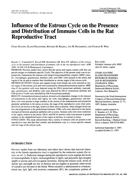 Influence of the Estrous Cycle on the Presence and Distribution of ...