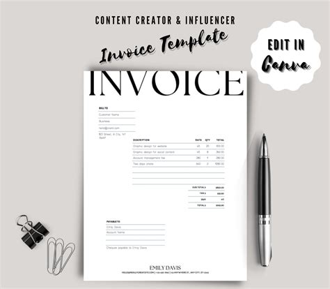 Influencer Invoice Template
