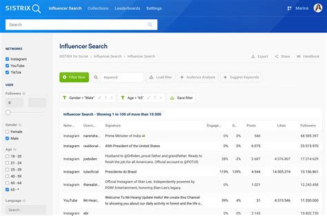 Influencer Search SISTRIX