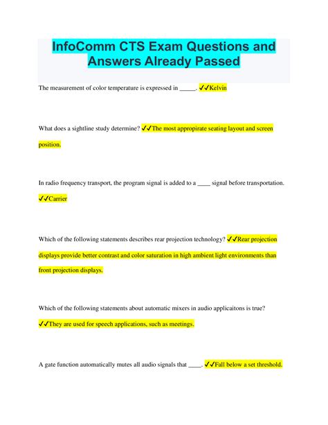 InfoComm CTS Exam Flashcards Quizlet