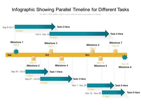 Infographic Showing Parallel Timeline For Different Tasks PowerPoint