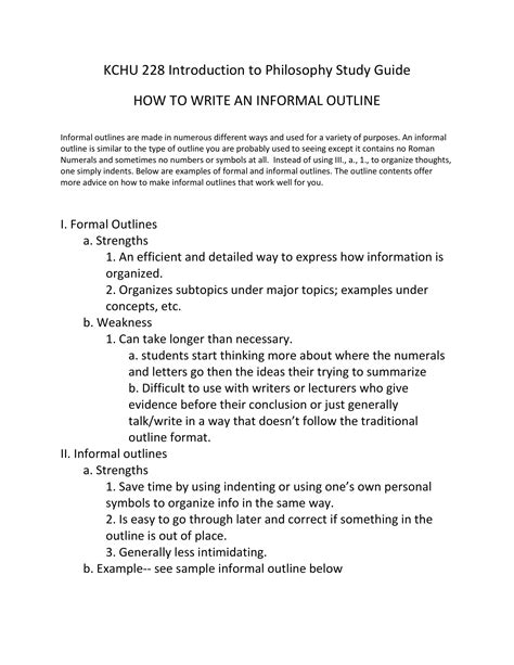 Informal outline. Things To Know About Informal outline. 