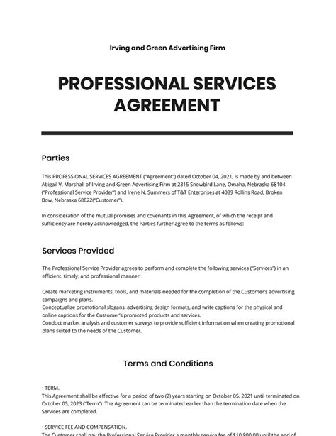 Informatica Professional Services Agreement