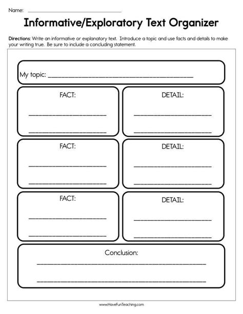 Information Report - Text Graphic Organizer and Planner Chart