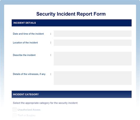 Information Security Incident Form in Word and Pdf formats