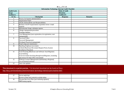Information Technology Audit Checklist Template Collection