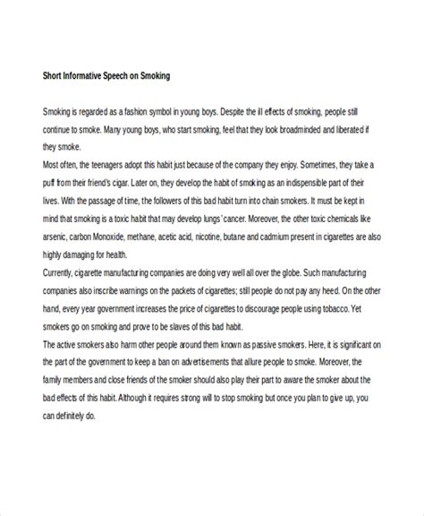 Informative speech on culture.  An example is a presentation that expl...