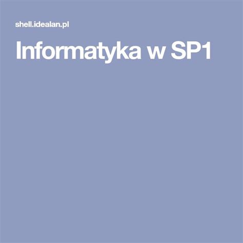 Informatyka w SP1