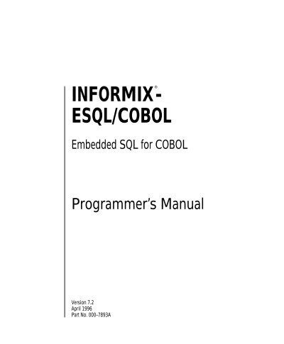 Informix esql c for windows programmers manual version 50. - Four seconds to lose read online.