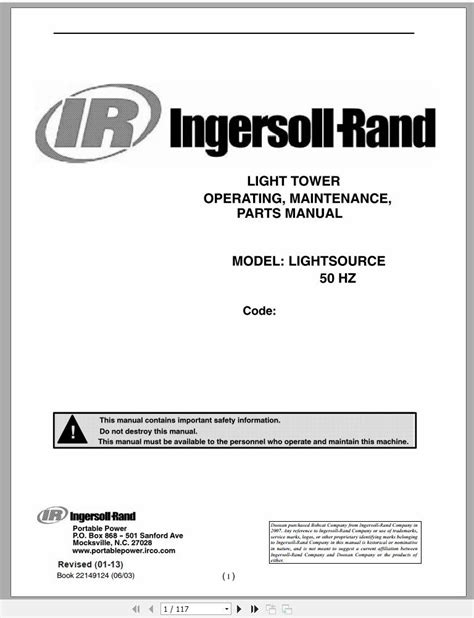 Ingersoll rand light source parts manual. - Honda cb750 motorcycle service repair manual.