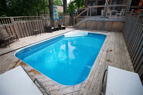 Inground swimming pools. Vinyl swimming pools are typically the least expensive inground swimming pool option and can often be installed in a just few weeks. Plus, flexibility in design allows you to create your dream retreat in a wide variety of shapes and sizes. So, without further ado, let’s take a look at vinyl pools. ... 