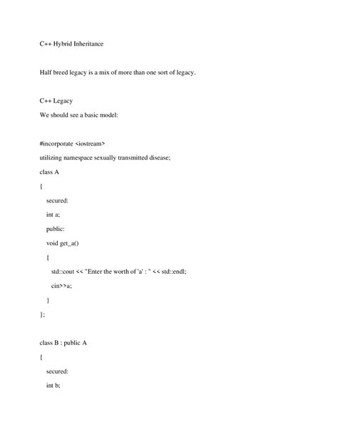 Inheritance In C++ Notes