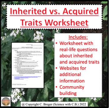 Inherited Vs Acquired Traits Teaching Resources TPT - TeachersPayTeachers