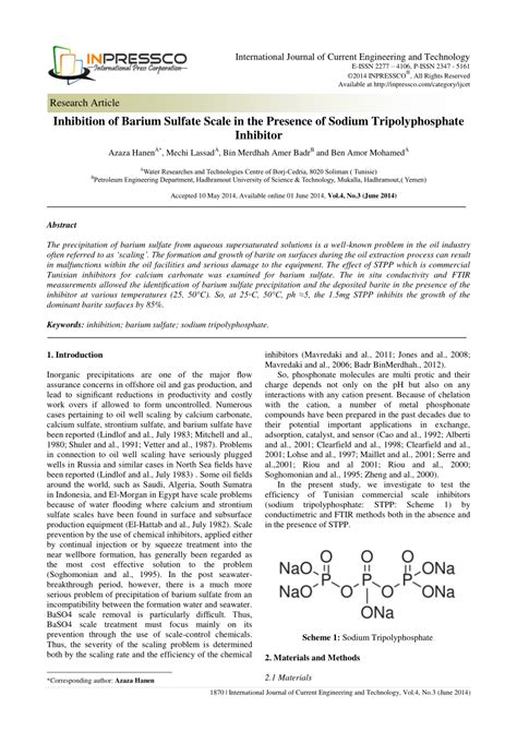 Inhibition of Barium Sulfate Scale in the Presence of Sodium ...