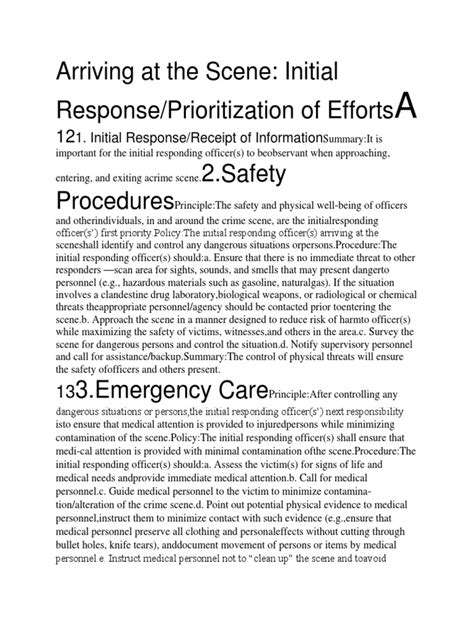 Initial Response at Crime Scenes and Prioritization of Efforts