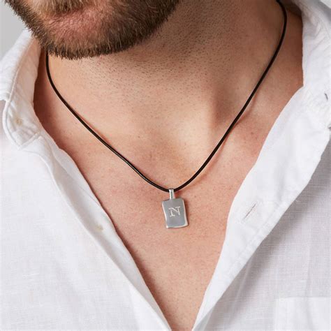 Men Initial Black front Necklace. $65.95$87.95. Choose Material. Sterling Silver. Sterling Silver. $65.95. Please select initial. Please select chain length.. 