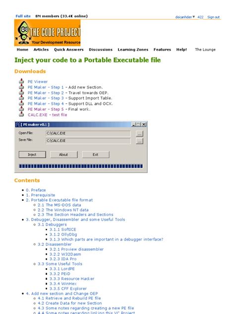 Inject Your Code To A Portable Executable File Codeproject