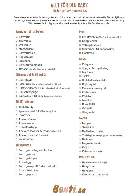 Inköpslista bebis vinter