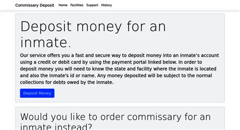 Inmate commissary deposit.  Inmates typically access funds through a personal trust account f...