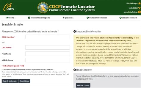 Inmate locator california.  In-Custody Locator Inmate Reports Visiting an Inmate C...