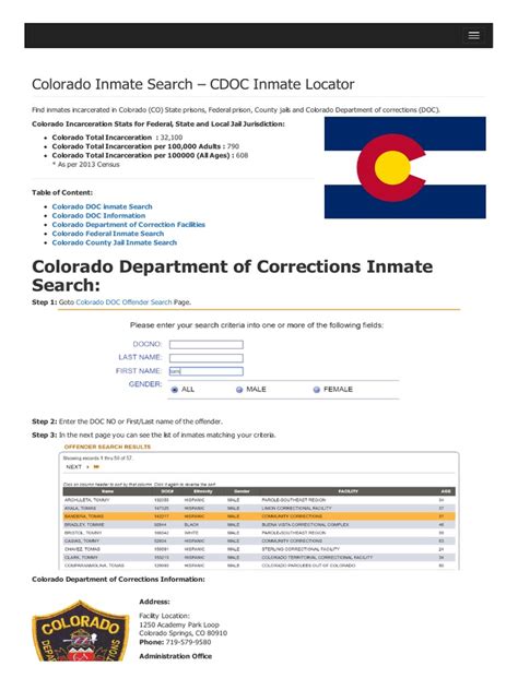 Inmate lookup colorado.  Do NOT take any official action based on this data without...
