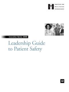 Innovation Series 2006 Leadership Guide to Patient Safety