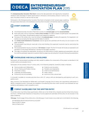 Innovation plan deca.  See the DECA Guide for exact offerings and guidelines...