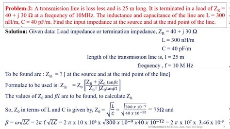 The input impedance of a transmission li