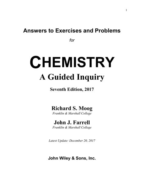 Inquiry Into Answer Chemistry Key