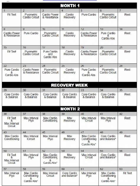 Insanity Calendar Month 1 Customize and Print