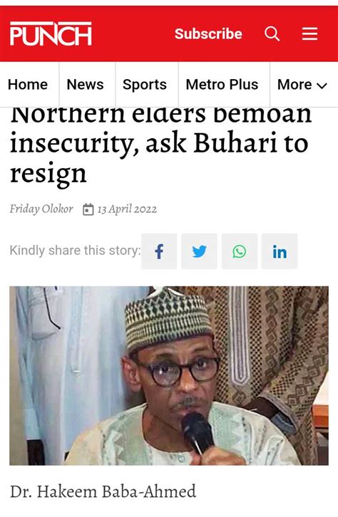 Insecurity: Northern Elders ask Buhari to resign - Daily Trust