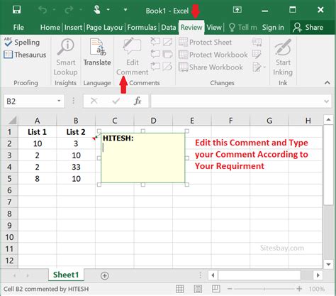 Insert Comments in Excel (In Easy Steps) - Excel Easy