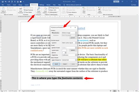 Inserting Footnotes in a Word Document