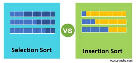 Insertion sort vs selection sort.  the act of putting something inside something else, or a...