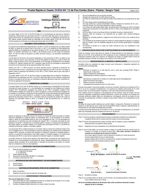 Insertonuevo VIH - VIH - Prueba Rápida en Casete OnSite HIV 1/2 Ab …