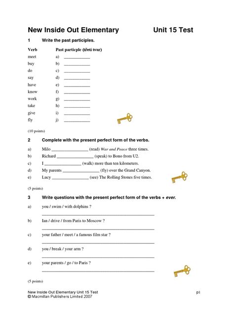 Inside Out Elementary Test Unit