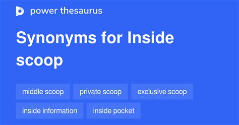 Inside Scoop synonyms - 23 Words and Phrases for Inside Scoop