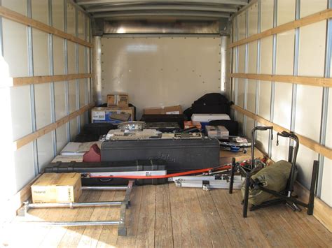 Inside budget 12 foot truck interior. 4. Mattress / Box Springs. Place mattresses, box springs, and other large cushions along the left side of the box truck. 5. Sofas / Couches. Sofas and couches can go on the right side of the truck, opposite your mattress and box spring. 6. Heavy Boxes. Place additional heavy boxes in the center of the back of the truck in order to complete the ... 
