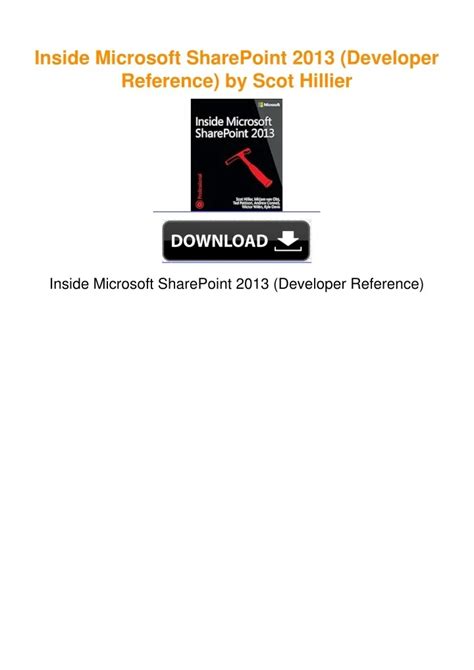 Full Download Inside Microsoft Sharepoint 2013 Developer Reference By Scot Hillier