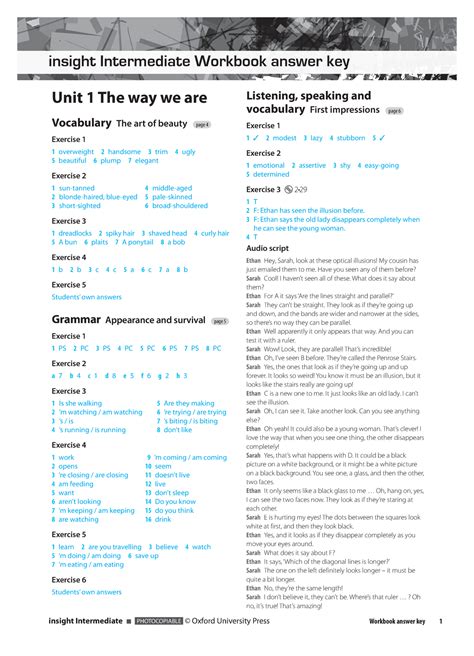 Insight B1 Workbook Answers