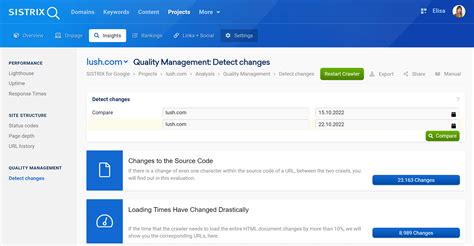 Insights Detect Changes SISTRIX